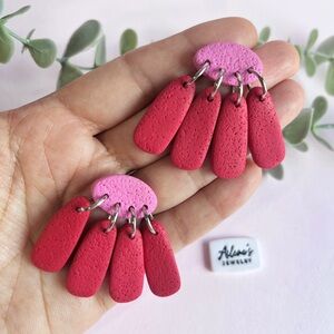 Gerbera Earrings -red and pink